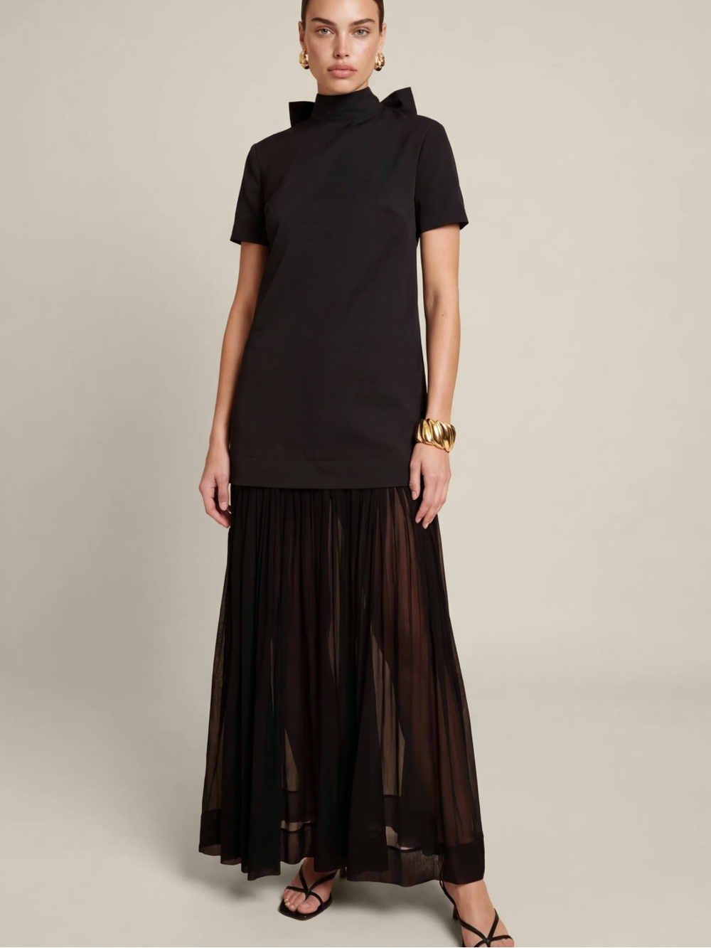 NWT O.P.T  Elowen Elegant Structured Bodice Drop Waist w/ Chiffon Size Large